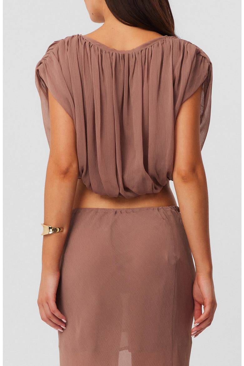 Mara Gathered Cropped Top, Alternate, color, MOCHA