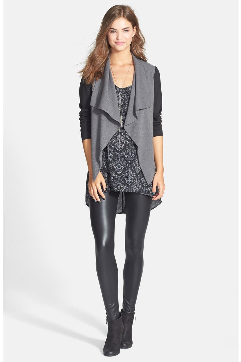 Faux Leather Leggings, Alternate, color, BLACK