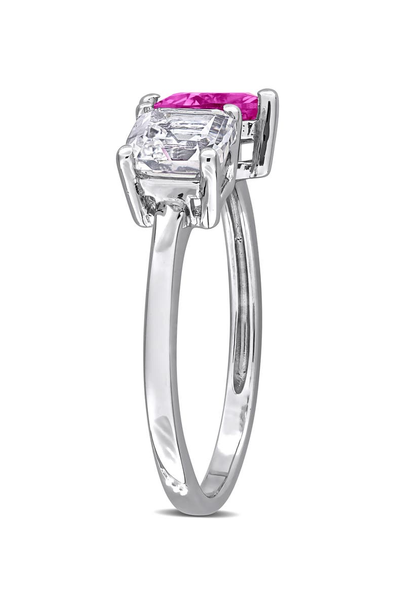 DELMAR Lab Created Pink Sapphire & Lab Created White Sapphire Ring, Alternate, color, Pink