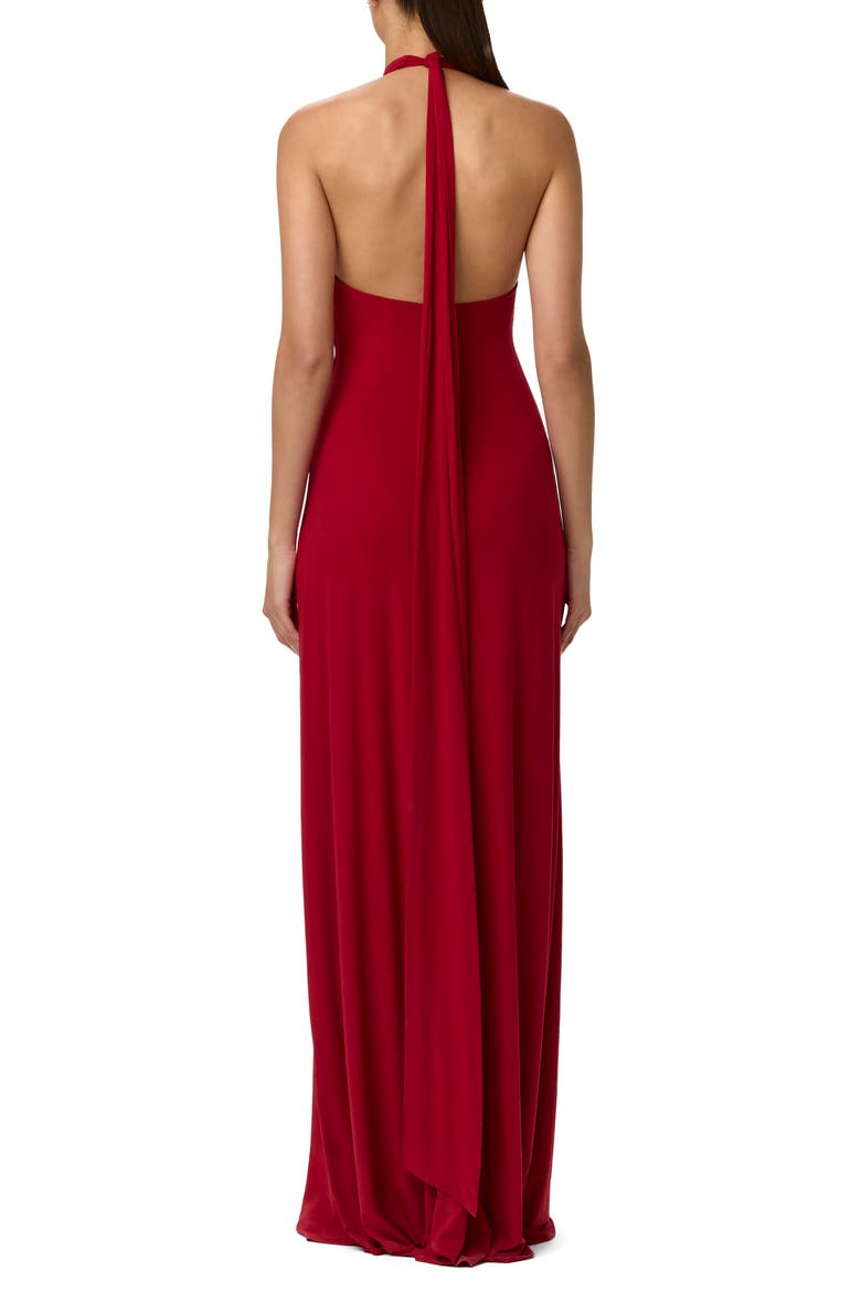 Bow Halter Maxi Dress, Alternate, color, RUBY RED