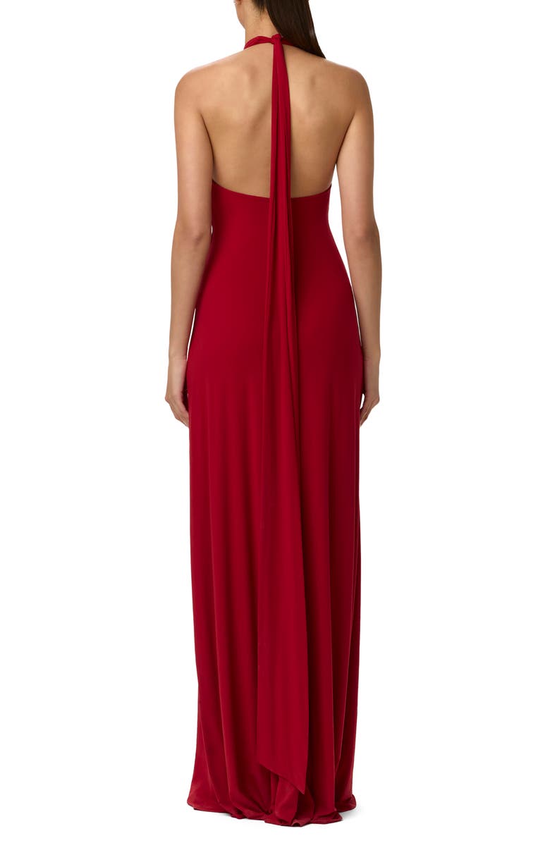 Naked Wardrobe Bow Halter Maxi Dress, Alternate, color, Ruby Red