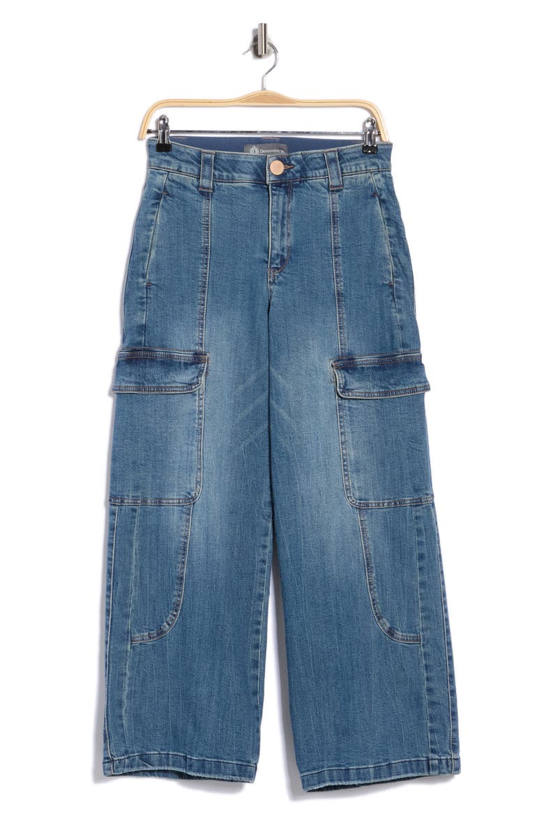 Wide Leg Cargo Jeans, Alternate, color, MID BLUE ARTISINAL
