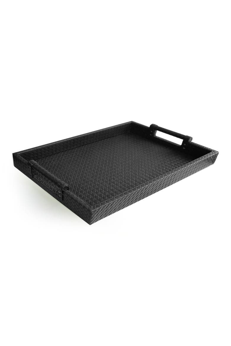 American Atelier Leather Tray, Main, color, BLACK