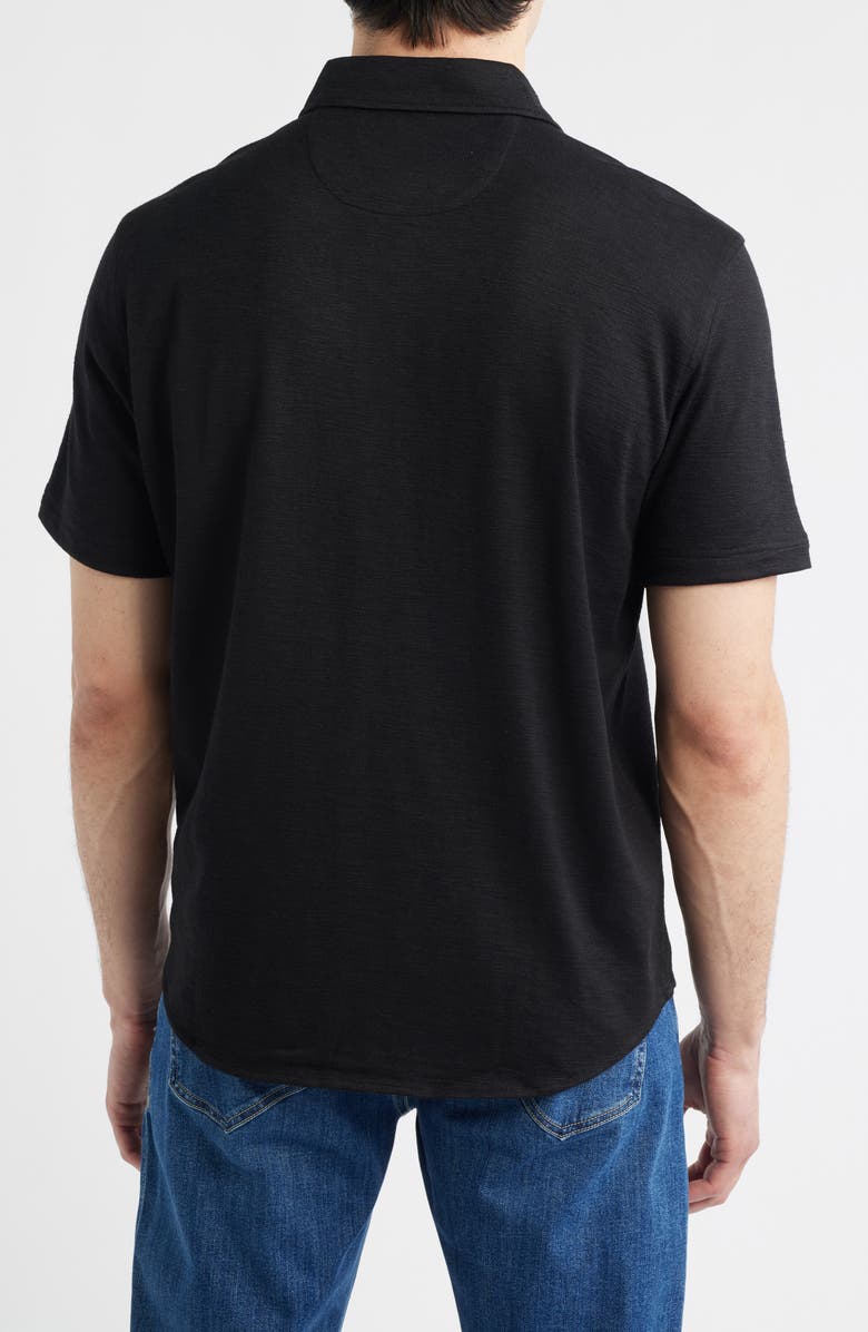 Johnston & Murphy Riley Knit Short Sleeve Button-Up Shirt, Alternate, color, Black