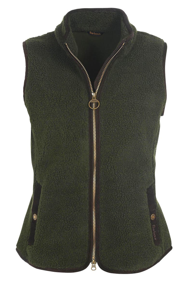 Burford Corduroy Trim Fleece Vest, Alternate, color, OLIVE/CLASSIC