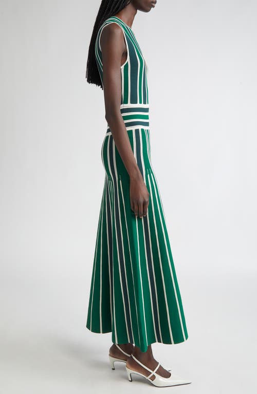 Max Mara Tallone Stripe Sleeveless Maxi Sweater Dress In Green