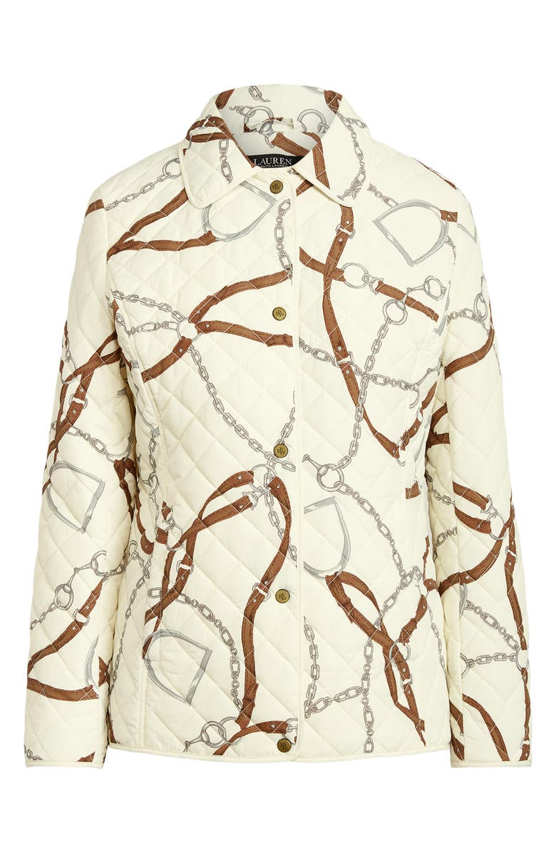 Lauren Ralph Lauren Equestrian Print Water Repellent Quilted Jacket, Alternate, color,