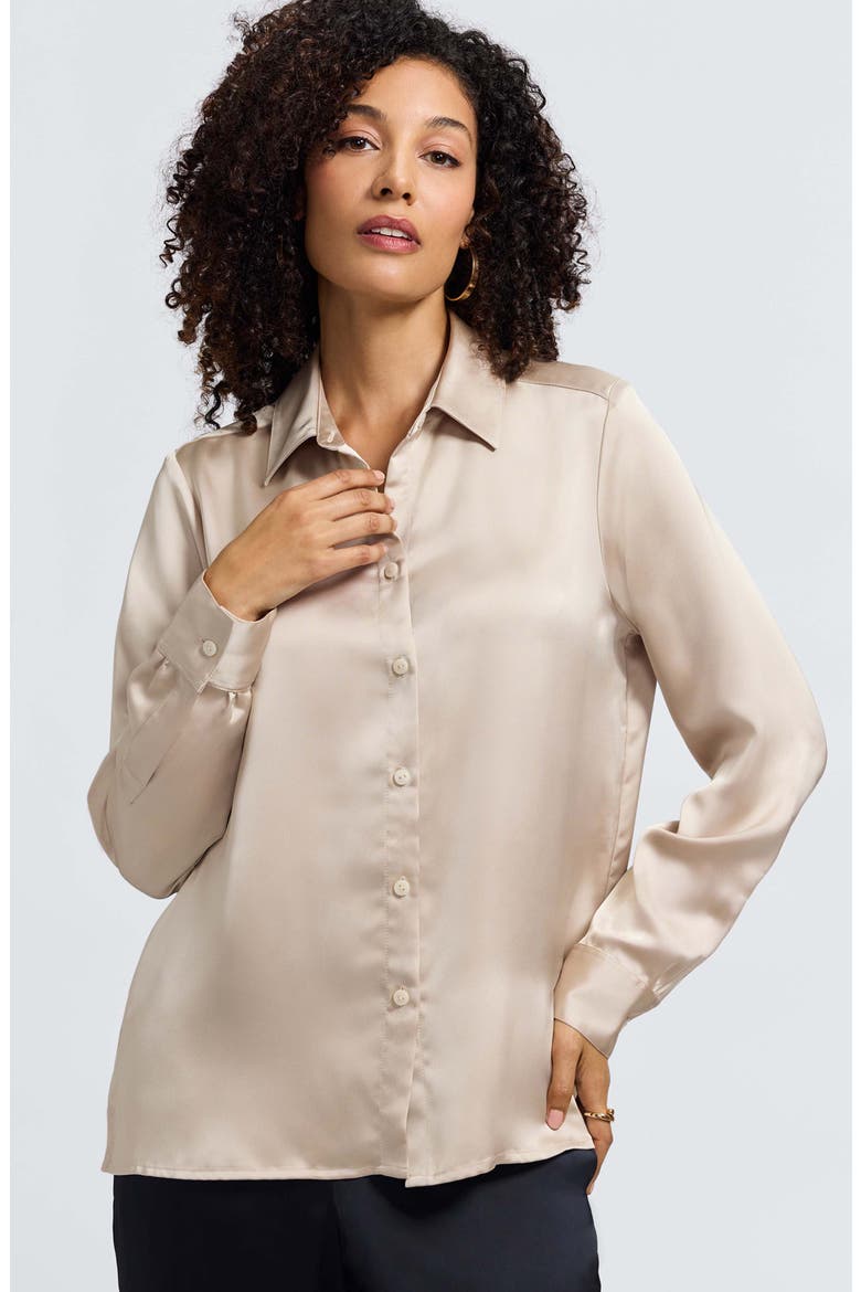 Bianca Satin Shirt, Alternate, color, CHAMPAGNE