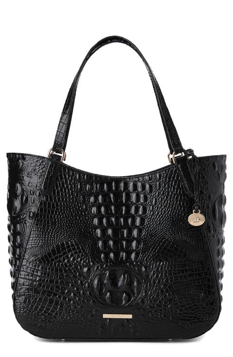 Aliza Croc Embossed Leather Tote