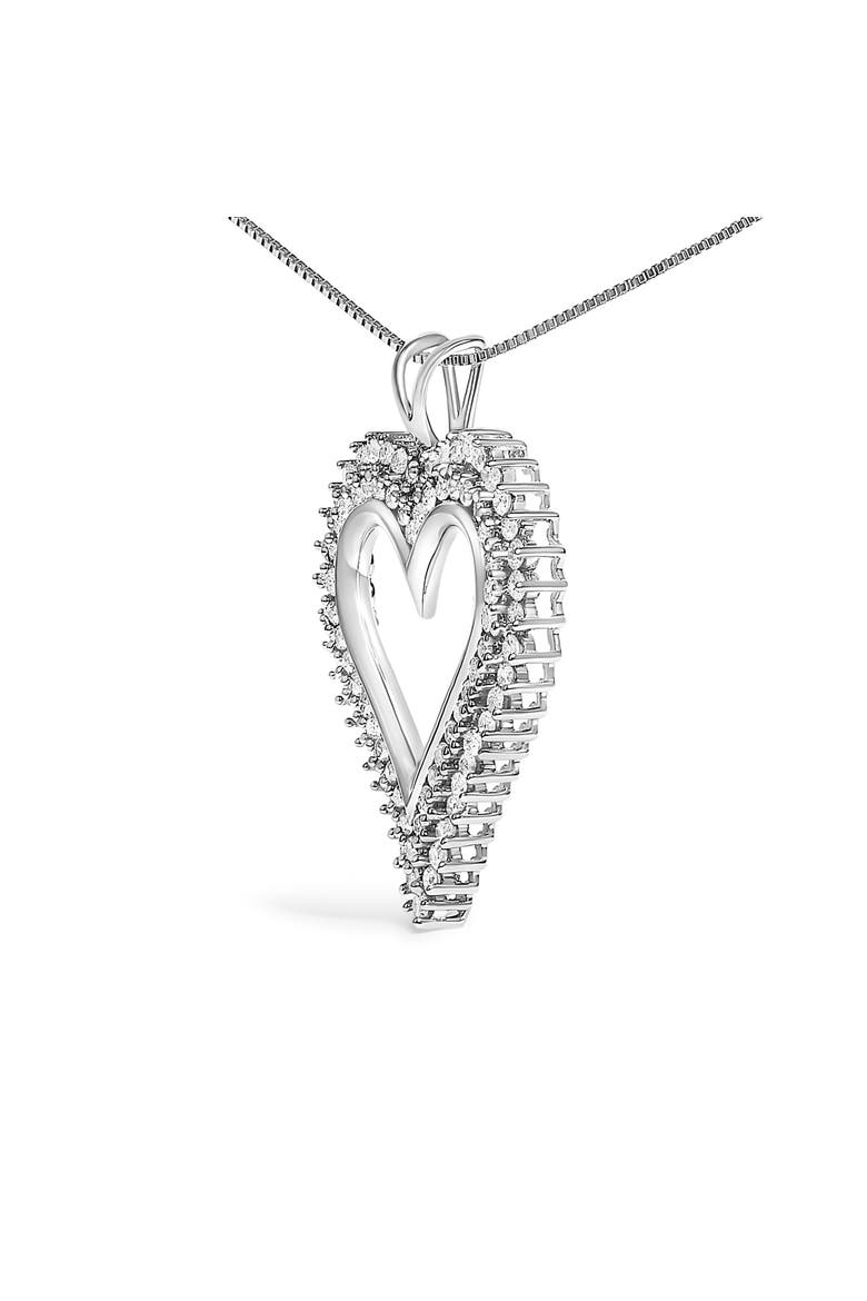 Silver 2.00 Cttw Diamond Heart Pendant Necklace, Alternate, color, White