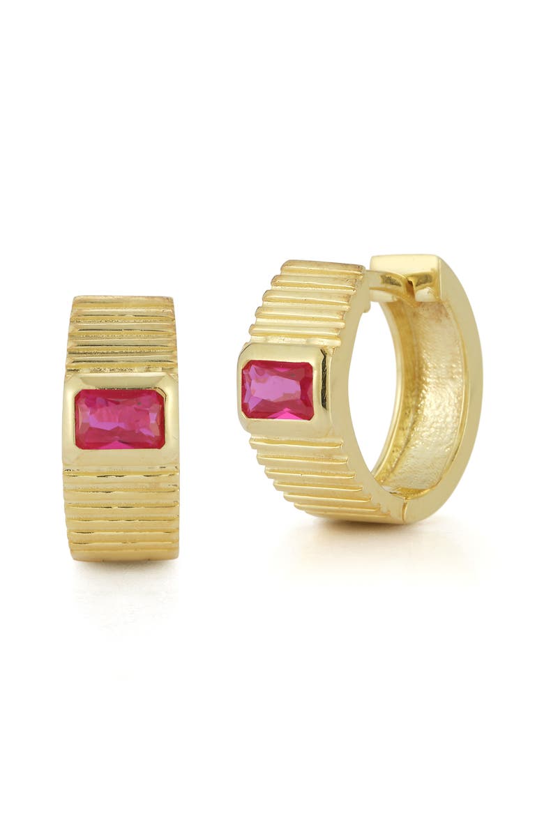 Cubic Zirconia Vintage Hoop Earrings, Main, color, GOLD