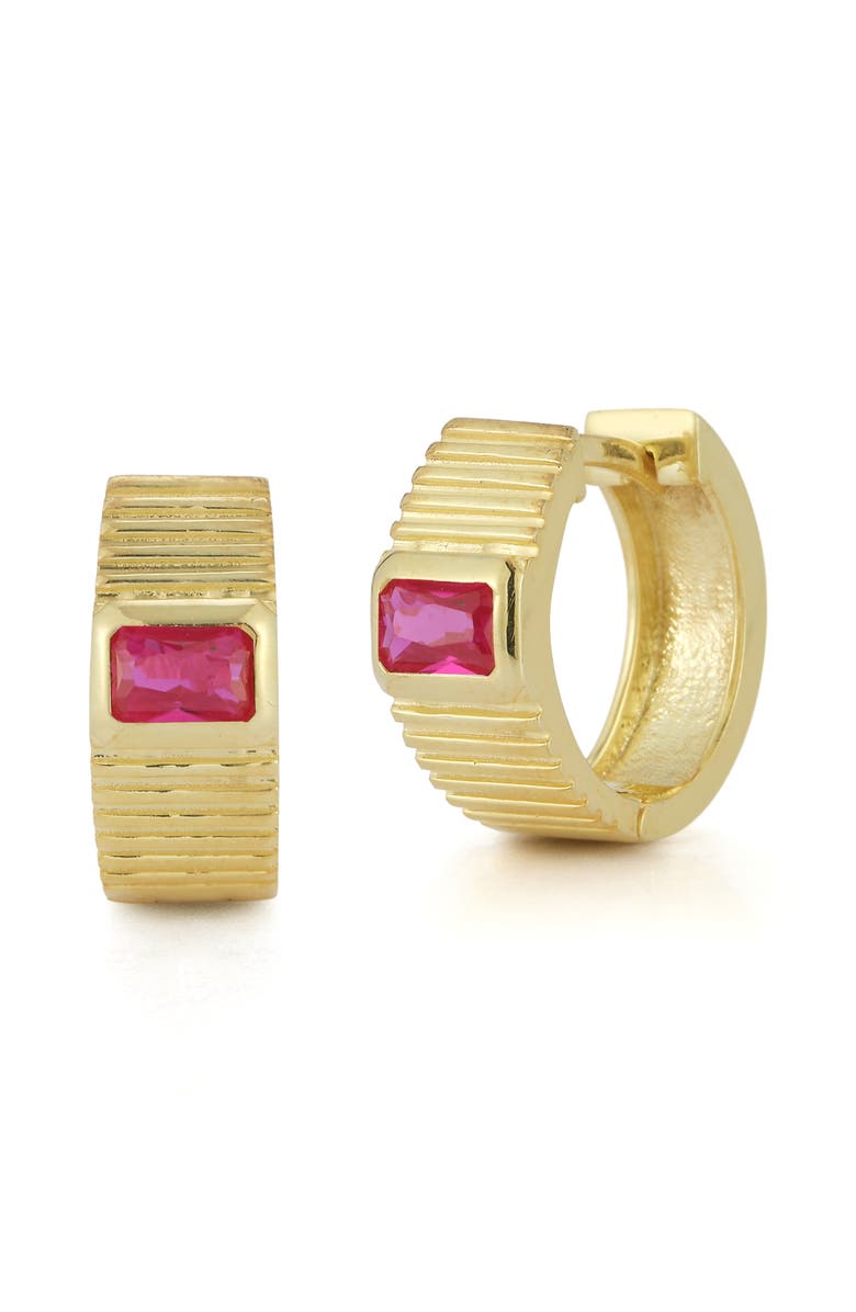 CHLOE AND MADISON Cubic Zirconia Vintage Hoop Earrings, Main, color, Gold