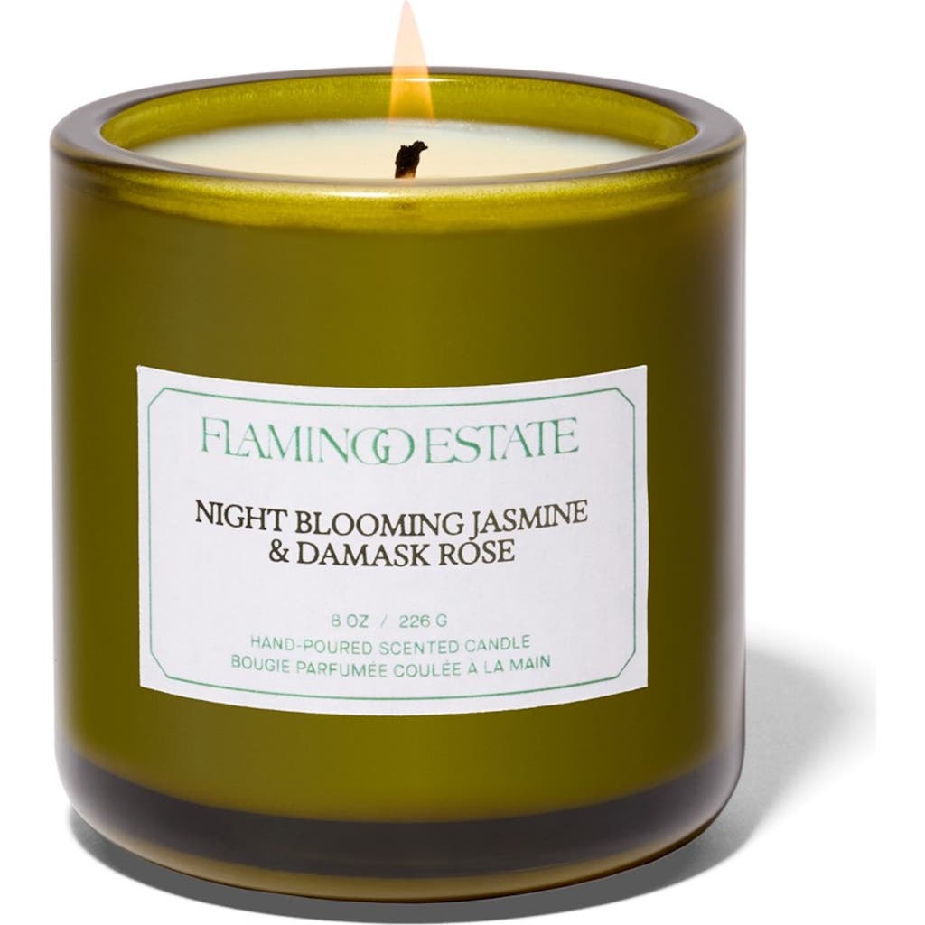 FLAMINGO ESTATE Night Blooming Jasmine & Damask Rose Candle in Green