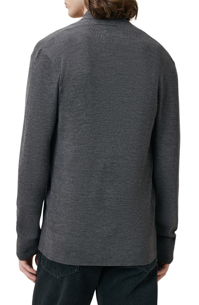 AllSaints Mode Merino Wool Shawl Collar Cardigan, Alternate, color, Monument Grey