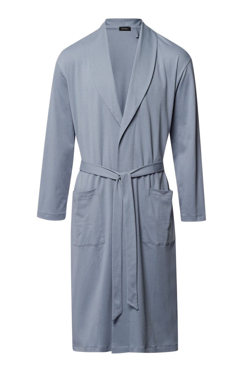 Hanro Night And Day Shawl Collar Cotton Robe, Alternate, color, Cliff Grey