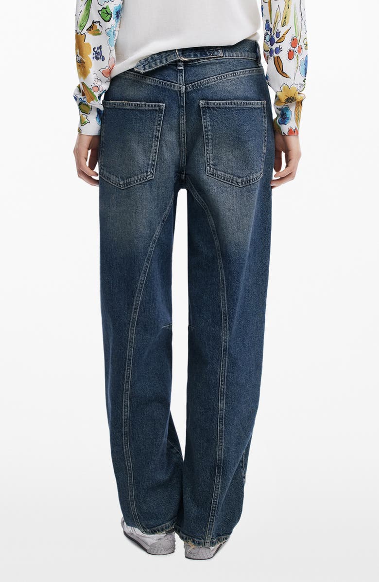 Desigual High Waist Boyfriend Barrel Legs Jeans, Alternate, color, Medium Blue