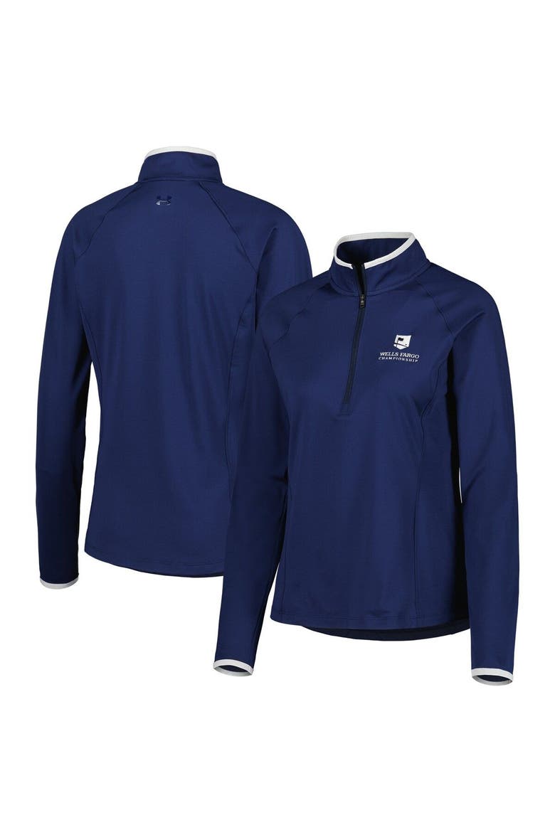 Women's Under Armour Navy Wells Fargo Championship T2 Green Raglan Quarter-Zip Top, Main, color, Navy