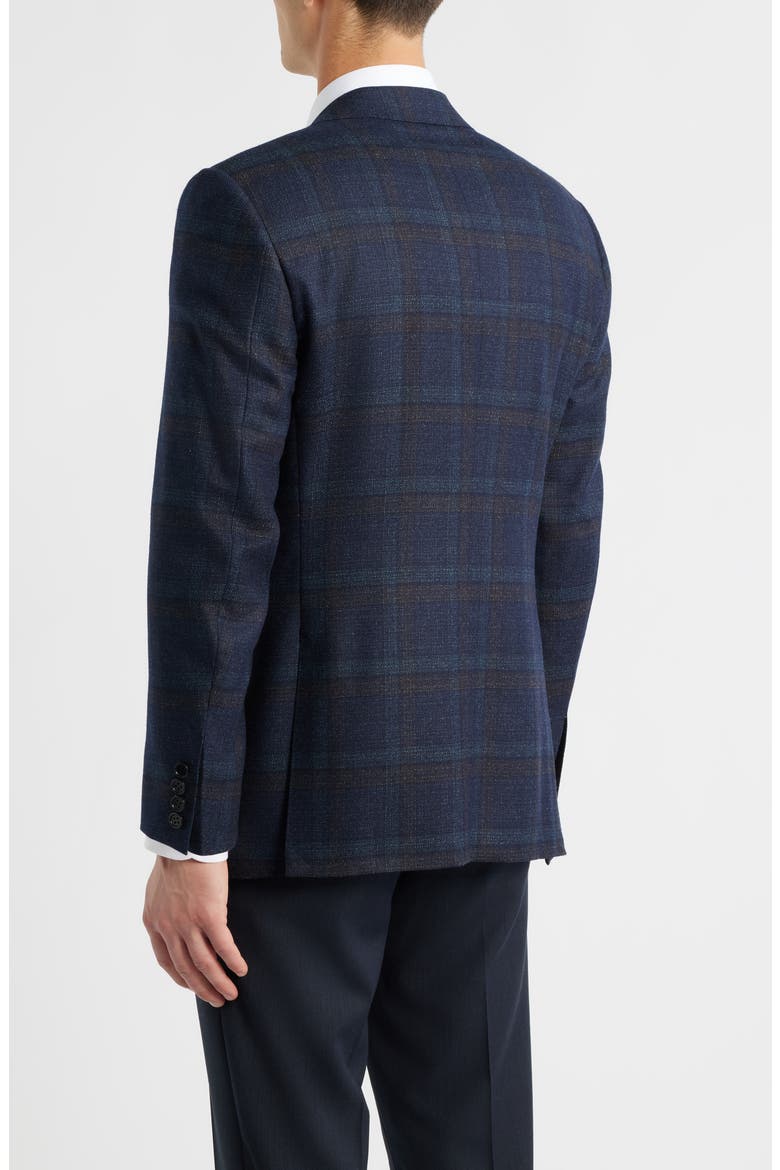 Siena Regular Fit Navy Plaid Textured Wool Sport Coat, Alternate, color, NAVY