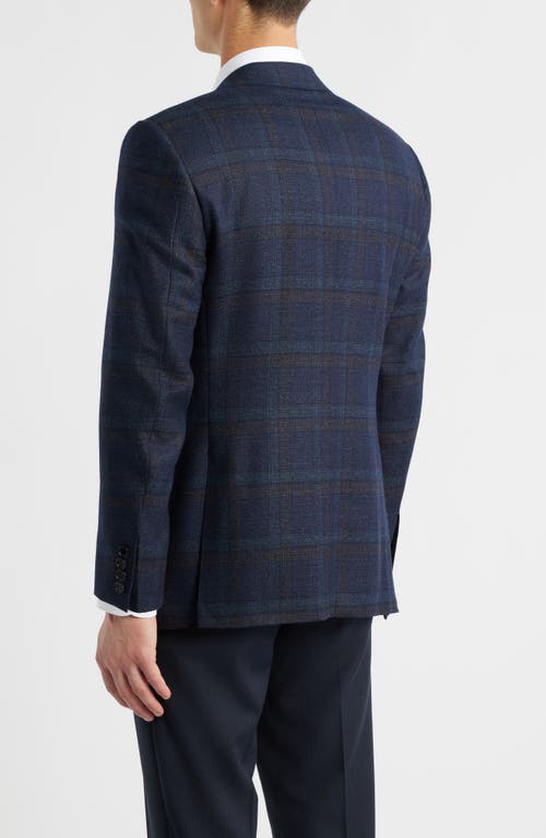 Canali Siena Regular Fit Navy Plaid Textured Wool Sport Coat In Blue