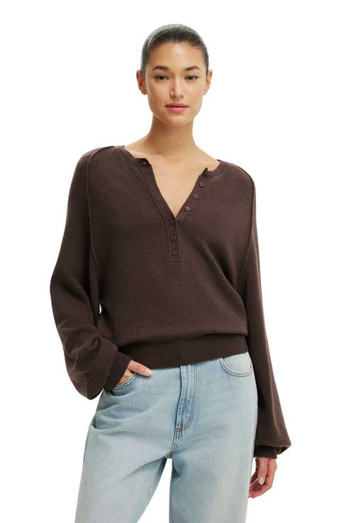 Women's Everfine Oversized Henley Knit