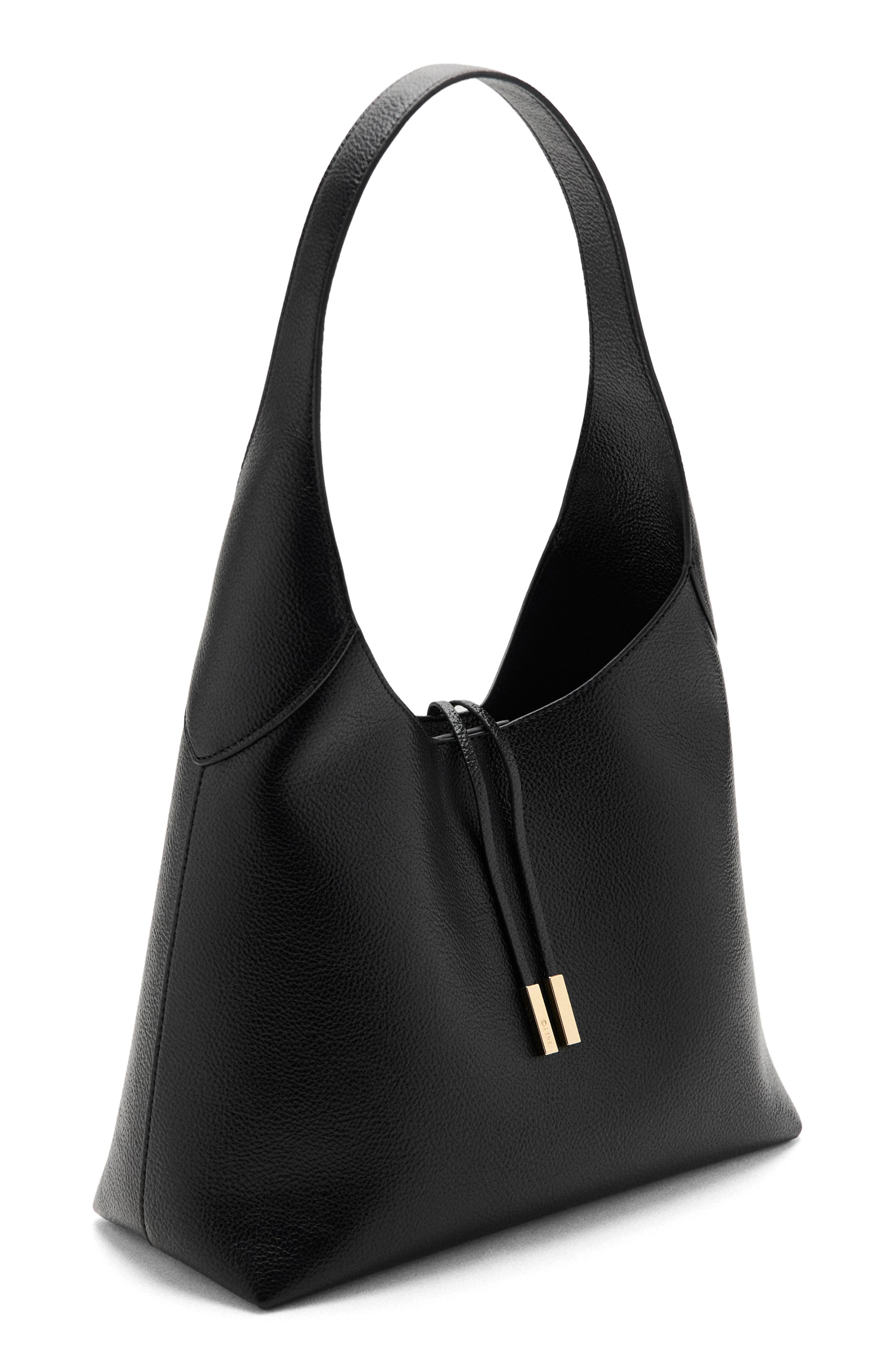 MANGO Faux Leather Shoulder Bag, Alternate, color, Black