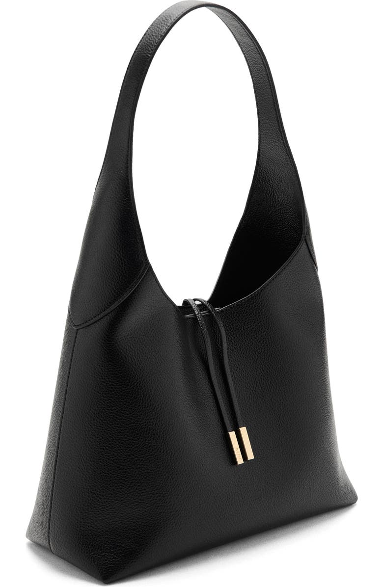 MANGO Faux Leather Shoulder Bag, Alternate, color, Black