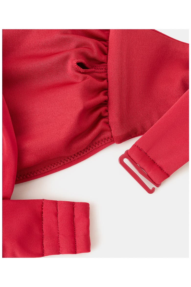 Asymmetric Bandeau Bikini Top, Alternate, color, RED