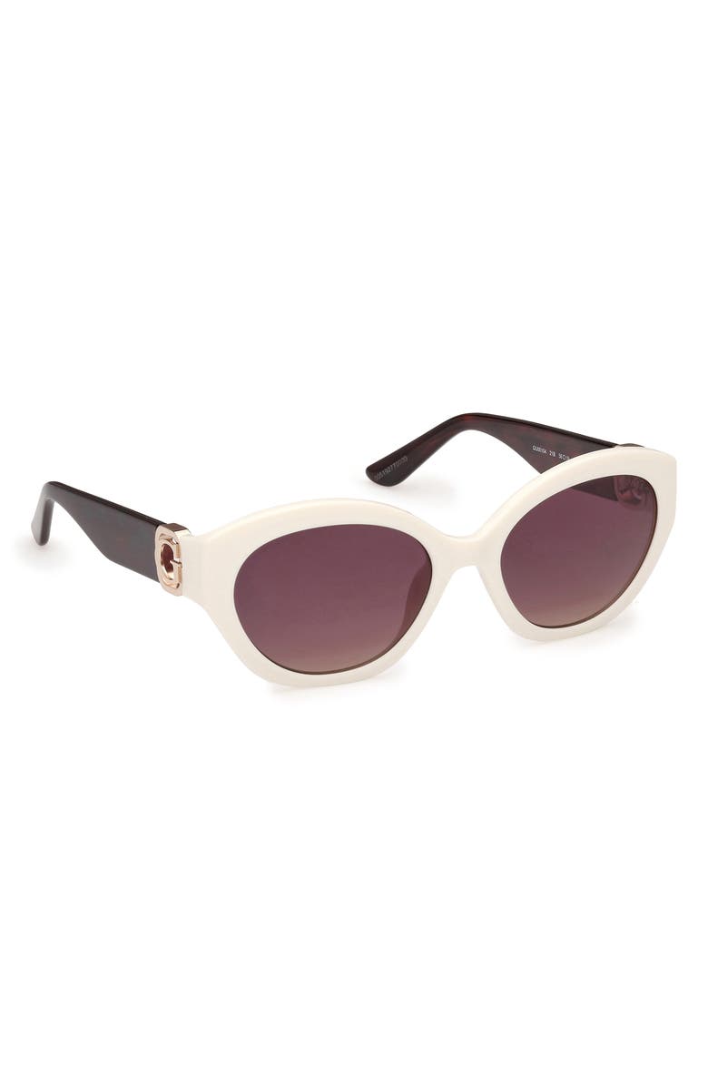 GUESS Oval Sunglasses, Alternate, color, White / Gradient Smoke