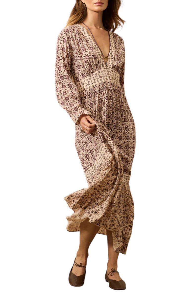 Faherty Dakota Long Sleeve Maxi Dress, Main, color, Sunrise Azulejos Mixed Print