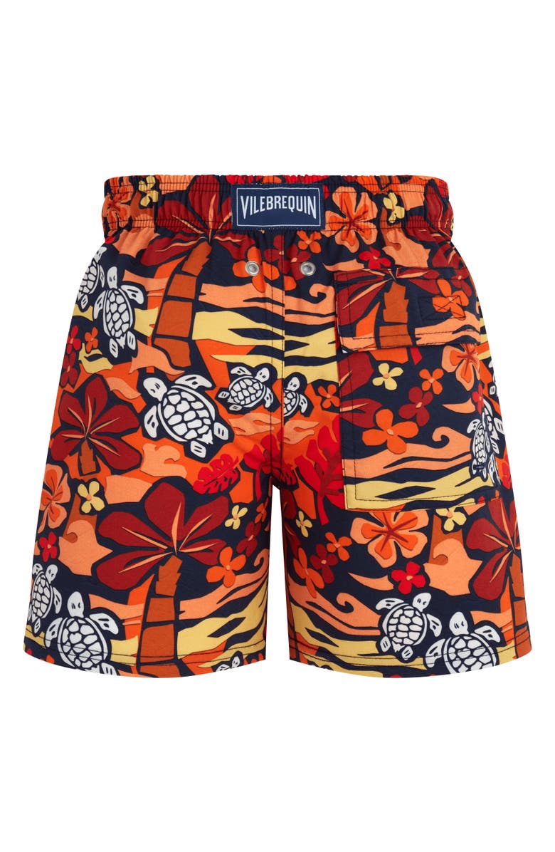 Vilebrequin Kids' Monoï Turtles Stretch Swim Shorts, Alternate, color, Abricot