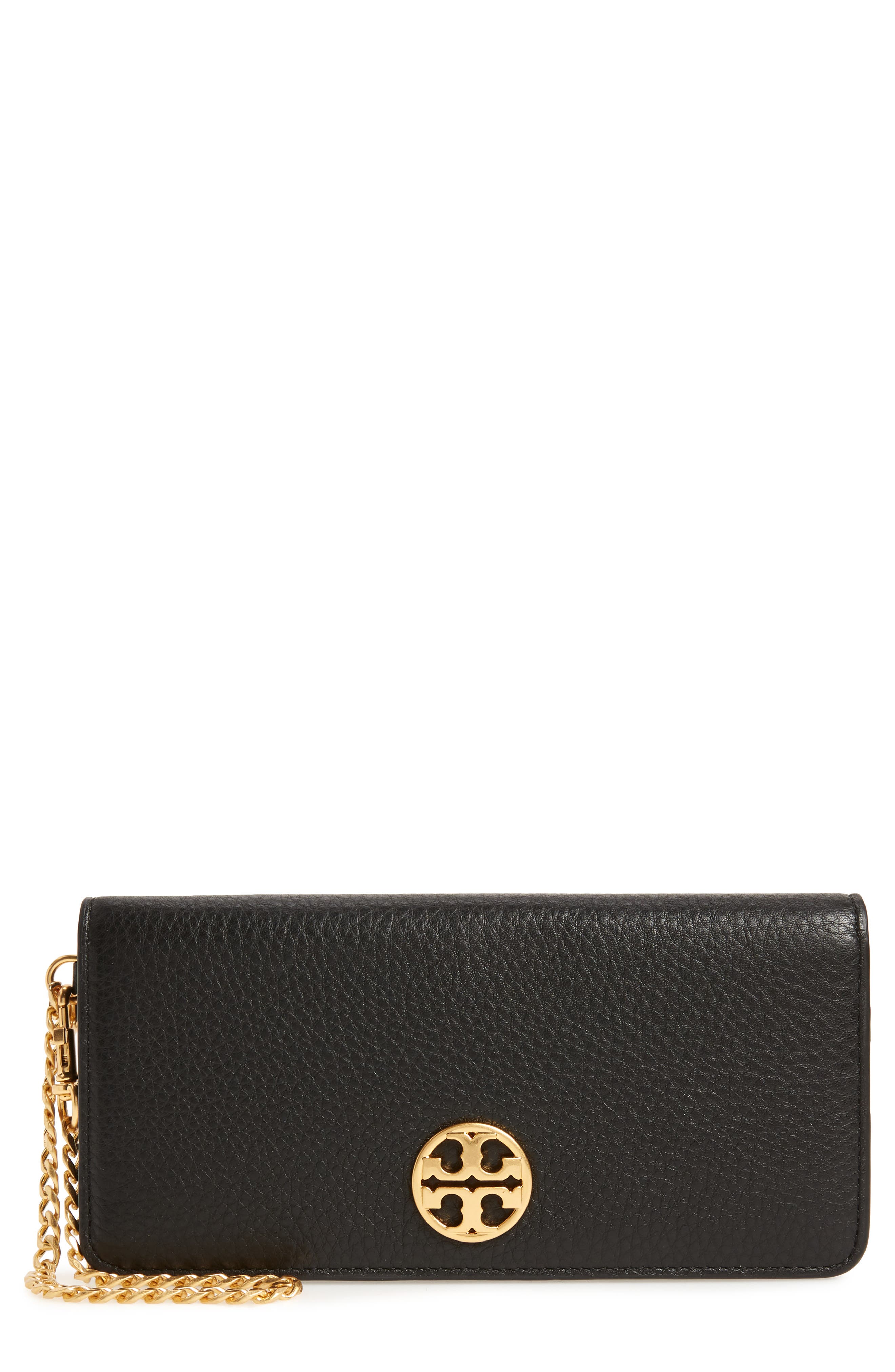 Chelsea Leather Wristlet Wallet, Main, color, BLACK