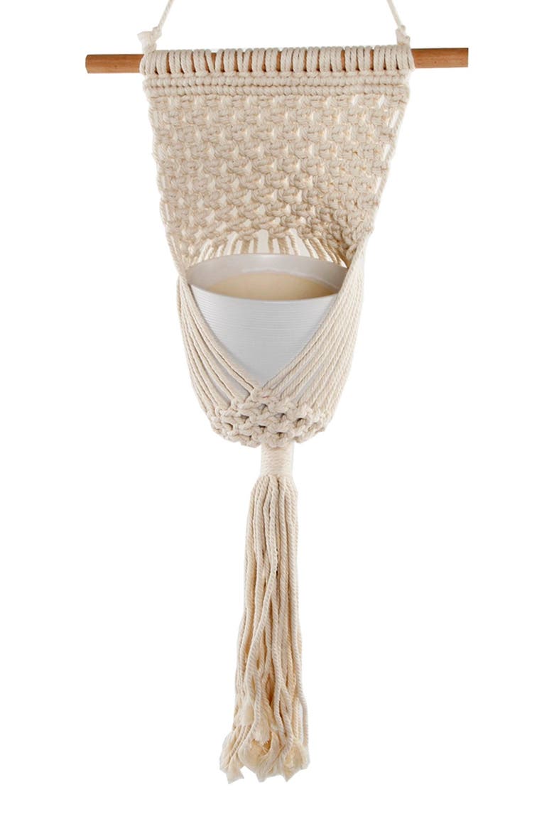 33" Macramé Plant Hanger, Main, color, WHITE