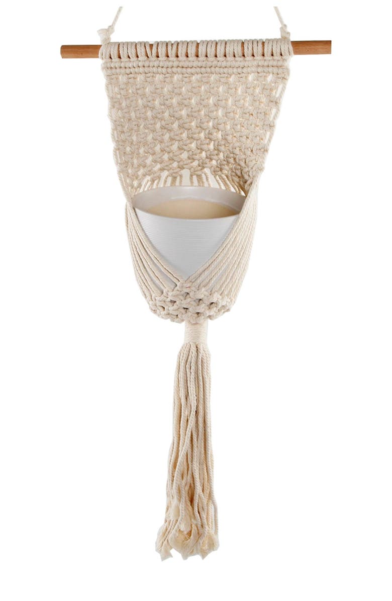 FLORA BUNDA 33" Macramé Plant Hanger, Main, color, White