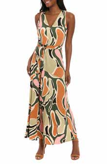 London Times Asymmetric Maxi Dress