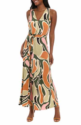 London Times Asymmetric Maxi Dress