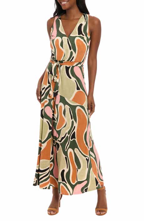 London Times Asymmetric Maxi Dress