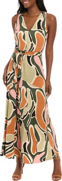 London Times Asymmetric Maxi Dress