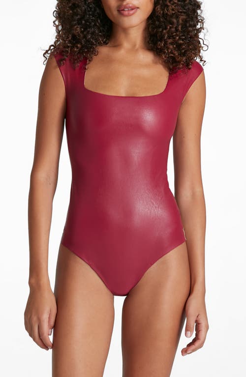 Commando Faux Leather Bodysuit in Raspberry at Nordstrom, Size Small