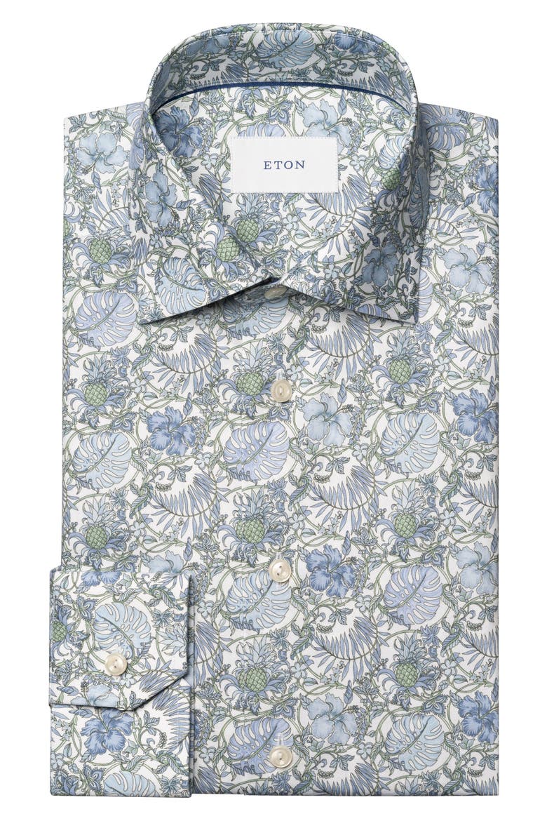 Slim Fit Floral Dress Shirt, Alternate, color, MEDIUM GREEN