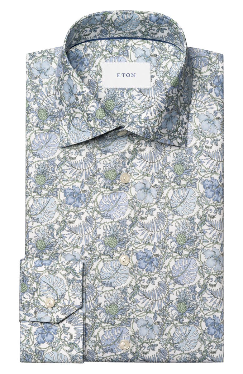 Eton Slim Fit Floral Dress Shirt, Alternate, color, Medium Green