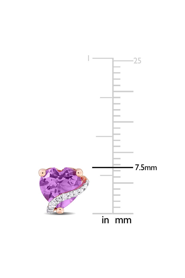 Heart Amethyst & Diamond Stud Earrings - 0.018ct., Alternate, color, PURPLE