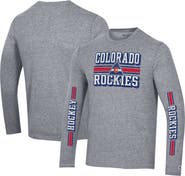 Champion Men's Champion Heather Gray CO Rockies Tri-Blend Dual-Stripe Long Sleeve T-Shirt