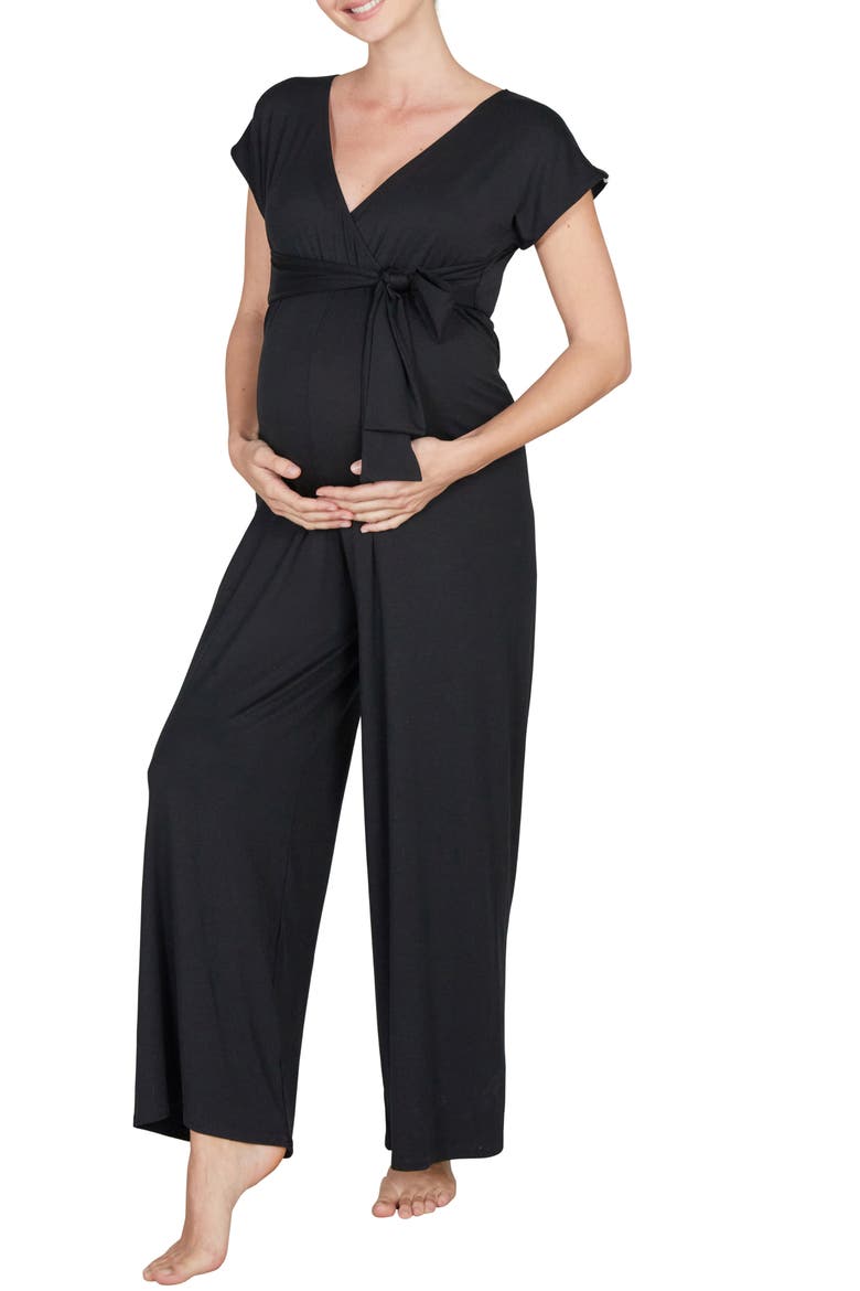 Origin pregnancy and nursing jumpsuit, Main, color, BLACK