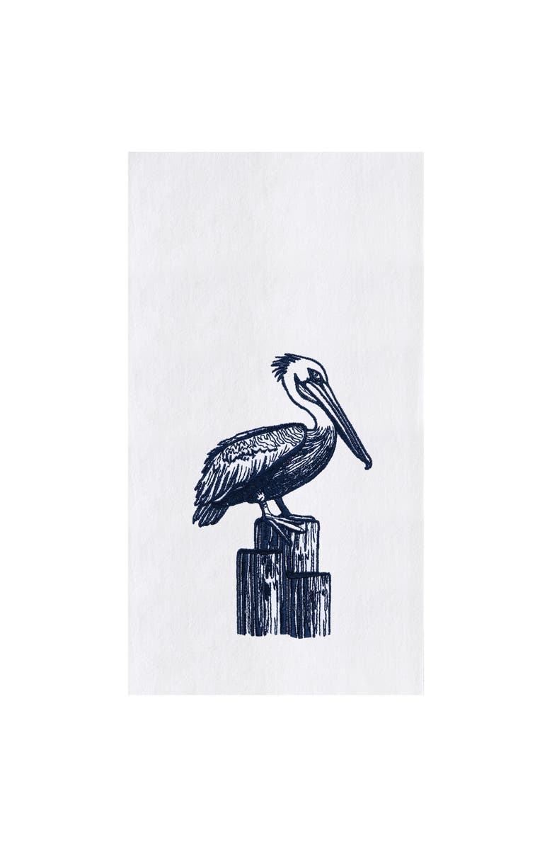 C&F Home Blue Pelican Kitchen and Bathroom Embroidered Hand Towel, Main, color, Blue