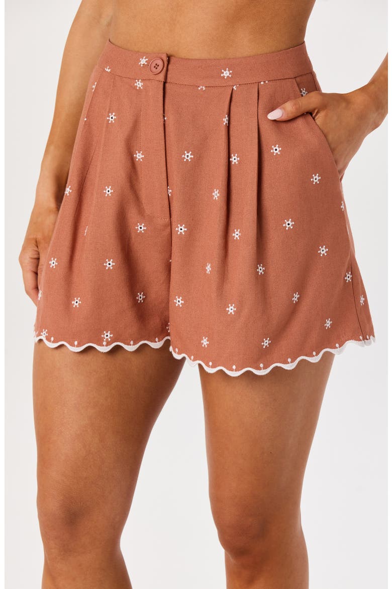 Justina Embroidered Shorts, Alternate, color, SIENNA