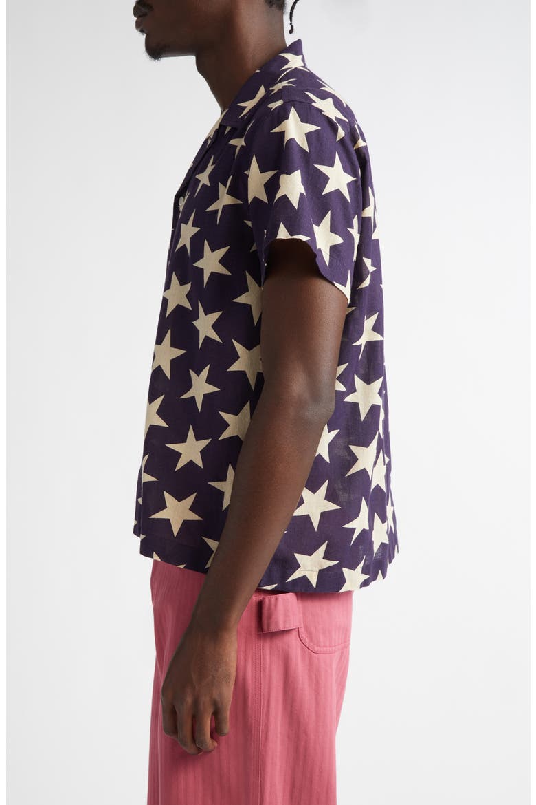 Starry Short Sleeve Button-Up Shirt, Alternate, color, NAVY