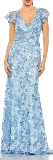 【Mac Duggal】Embroidered Applique Wrap Over Gown 関税送料込 Mac Duggal Women's Embroidered Applique Wrap Over Flutter