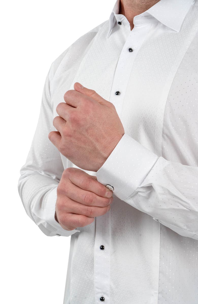 Maceoo Ceremony Stardust Colorblock Button-Up Shirt, Alternate, color, White