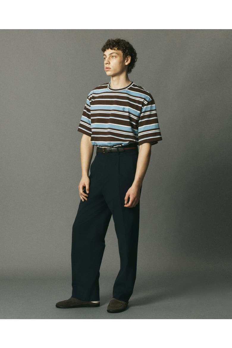 le PÈRE Blue Brown Striped Tommy Tee, Alternate, color, Blue/Brown Stripe