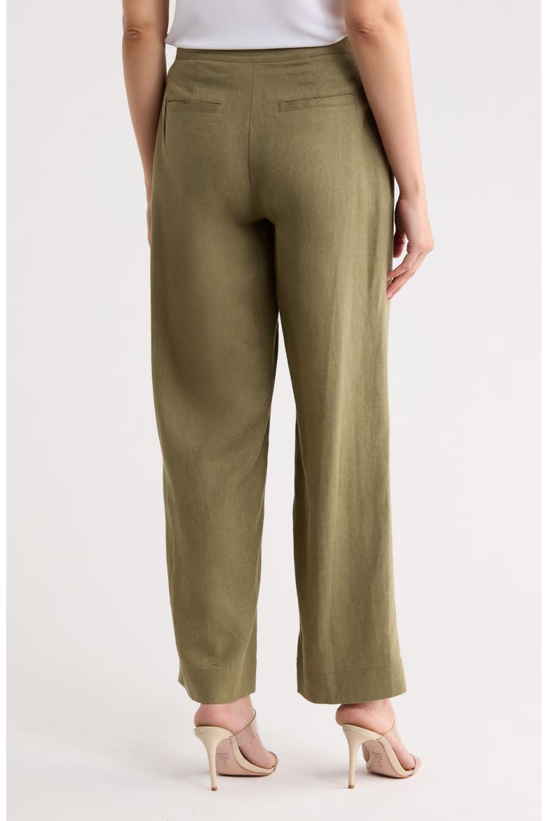 Pleated Linen Drawstring Wide Leg Pants, Alternate, color, LIGHT FATIGUE